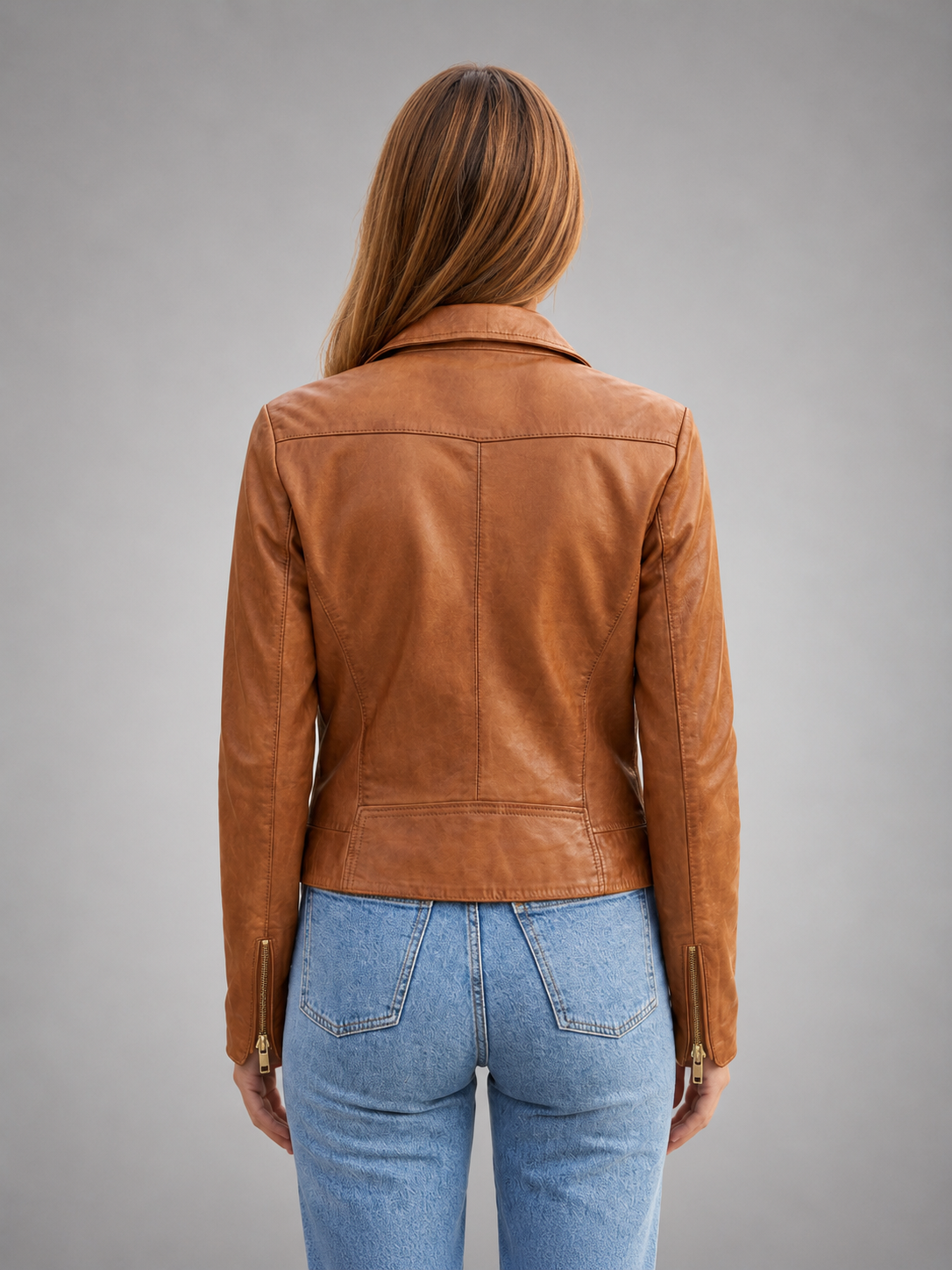 Roxanne Brown Stylish Collar Leather Jacket For Women