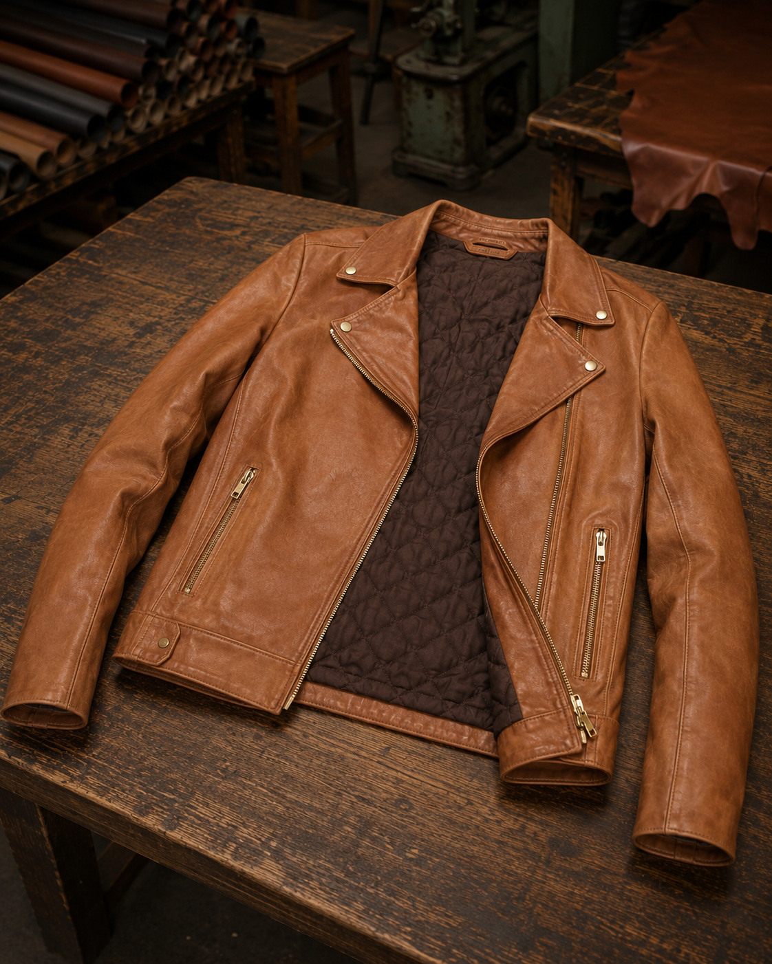 Roxanne Brown Stylish Collar Leather Jacket For Women