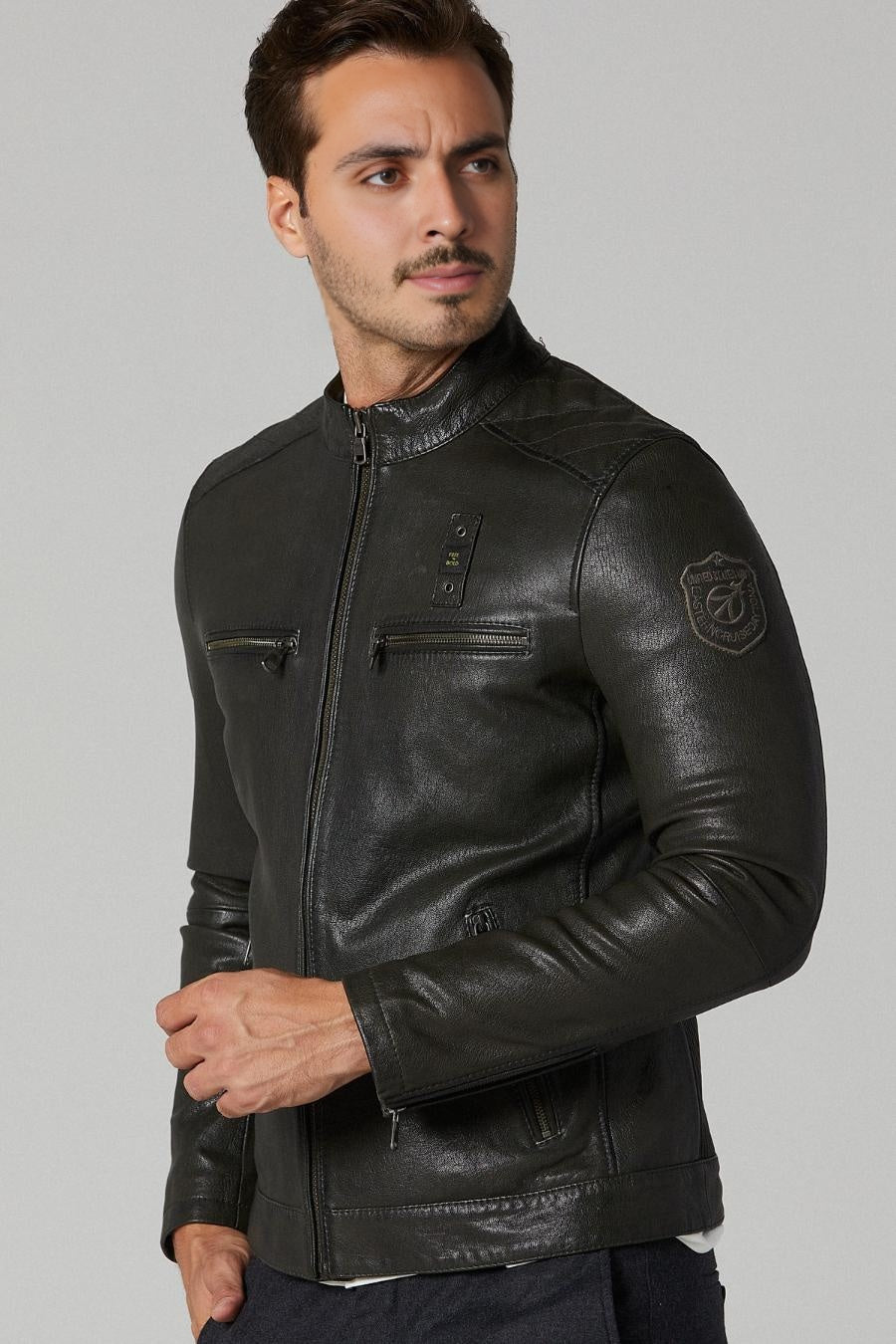 Cruise Distressed Black leather Jacket For Men
