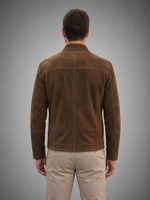 Ruston Brown Suede Men’s Leather Jacket – Classic Minimalist Style