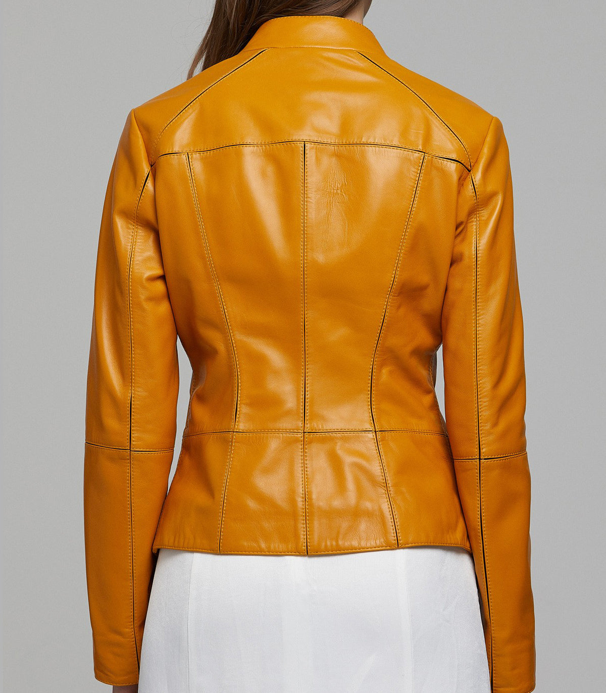 Stella bike Racer Yellow Leather Jacket For Women