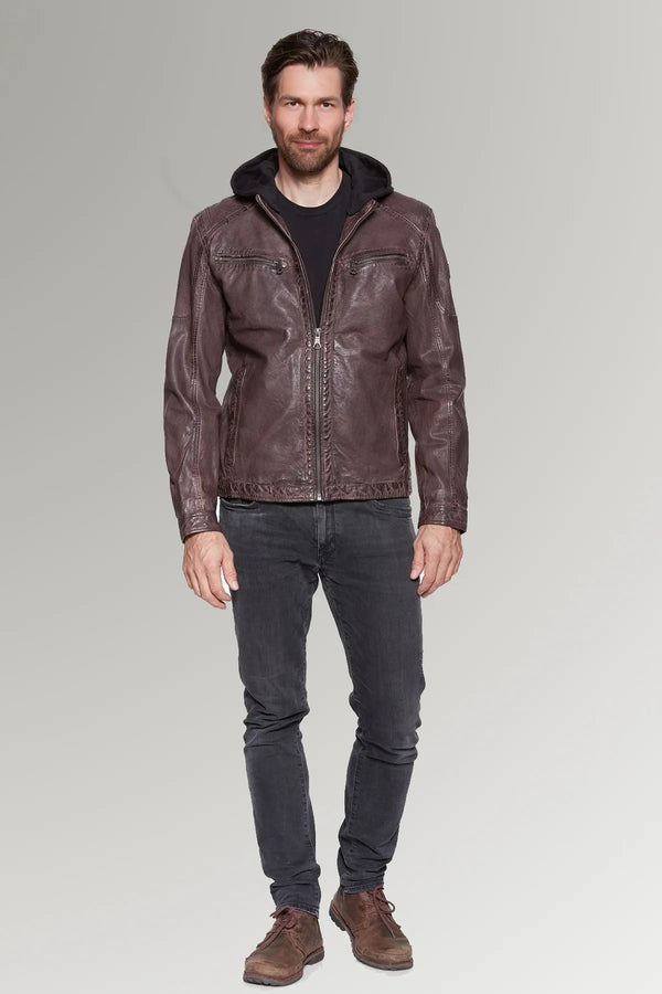 Atticus Motorcycle Hoodie Leather Jacket For Men