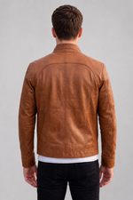 Samuel Brown Cafe Racer Leather Jacket For Men