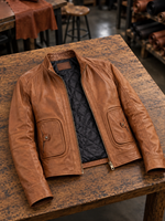 Samuel Brown Cafe Racer Leather Jacket For Men