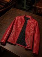 Scarlet Red Stylish Leather Jacket For Women