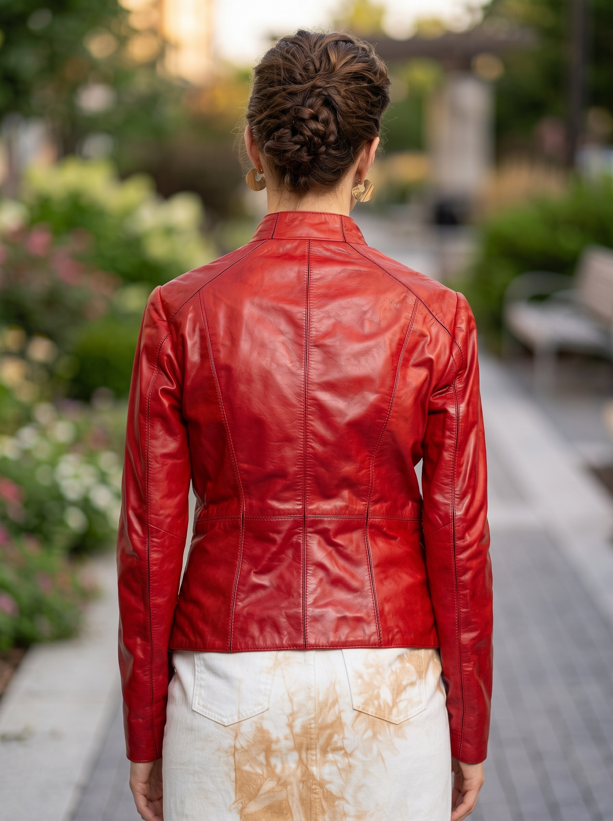 Scarlet Red Stylish Leather Jacket For Women