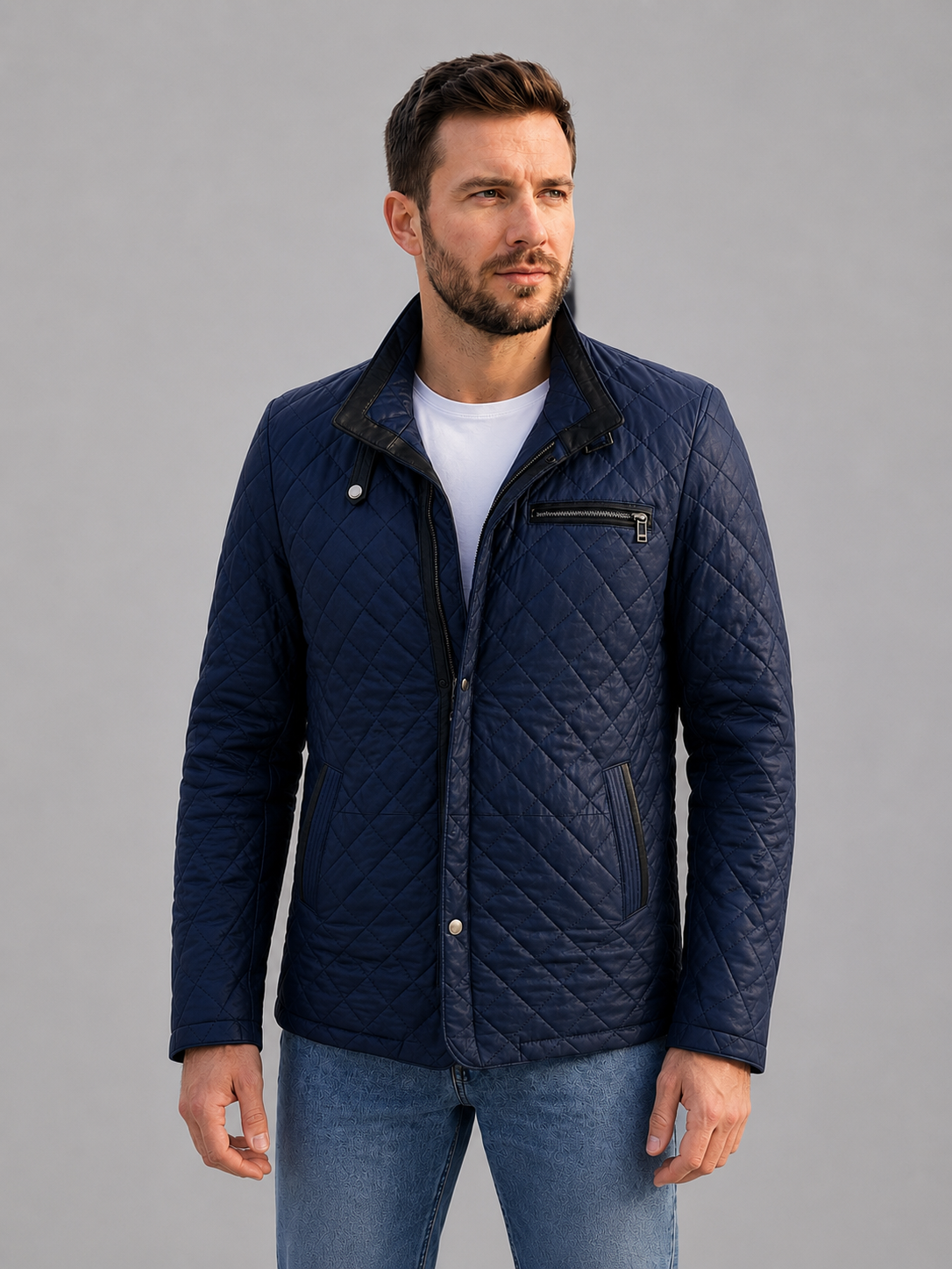 Scoot Puffer Leather Jacket For Men
