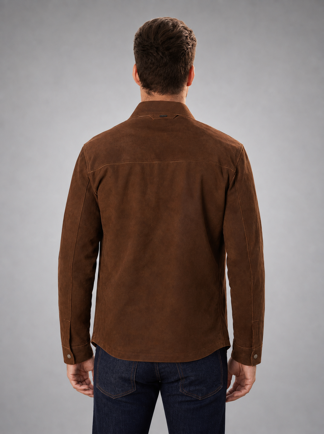 Sepia Suede Dark Brown Leather Jacket For Men