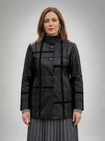 Serenity Women Black Leather Coat