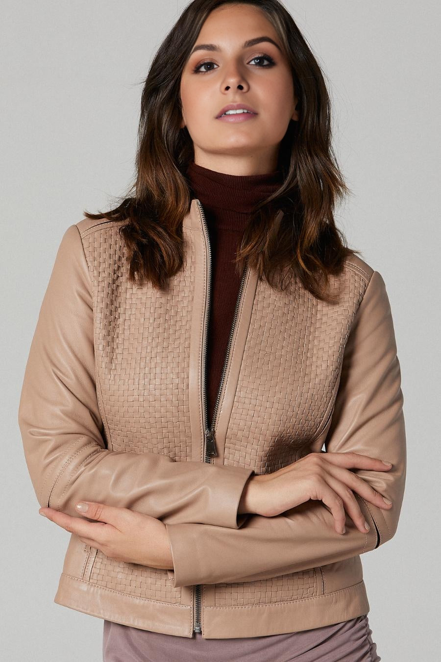 Austin Women Tan Motor Bike Leather Jacket