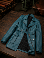 Skyblue Unique Leather Coat For Women