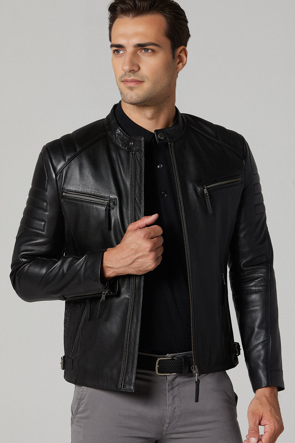 Slim-Fit Black Leather Jacket For X-Men