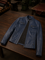 Stephanie Fit Blue Leather Jacket For Women