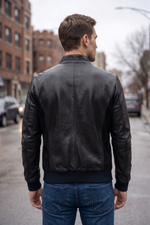 Stephen Black Men Real Leather Jacket