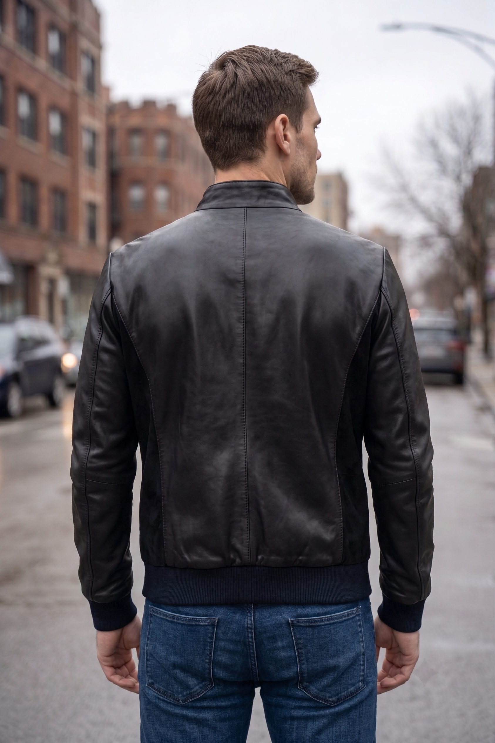 Stephen Black Men Real Leather Jacket