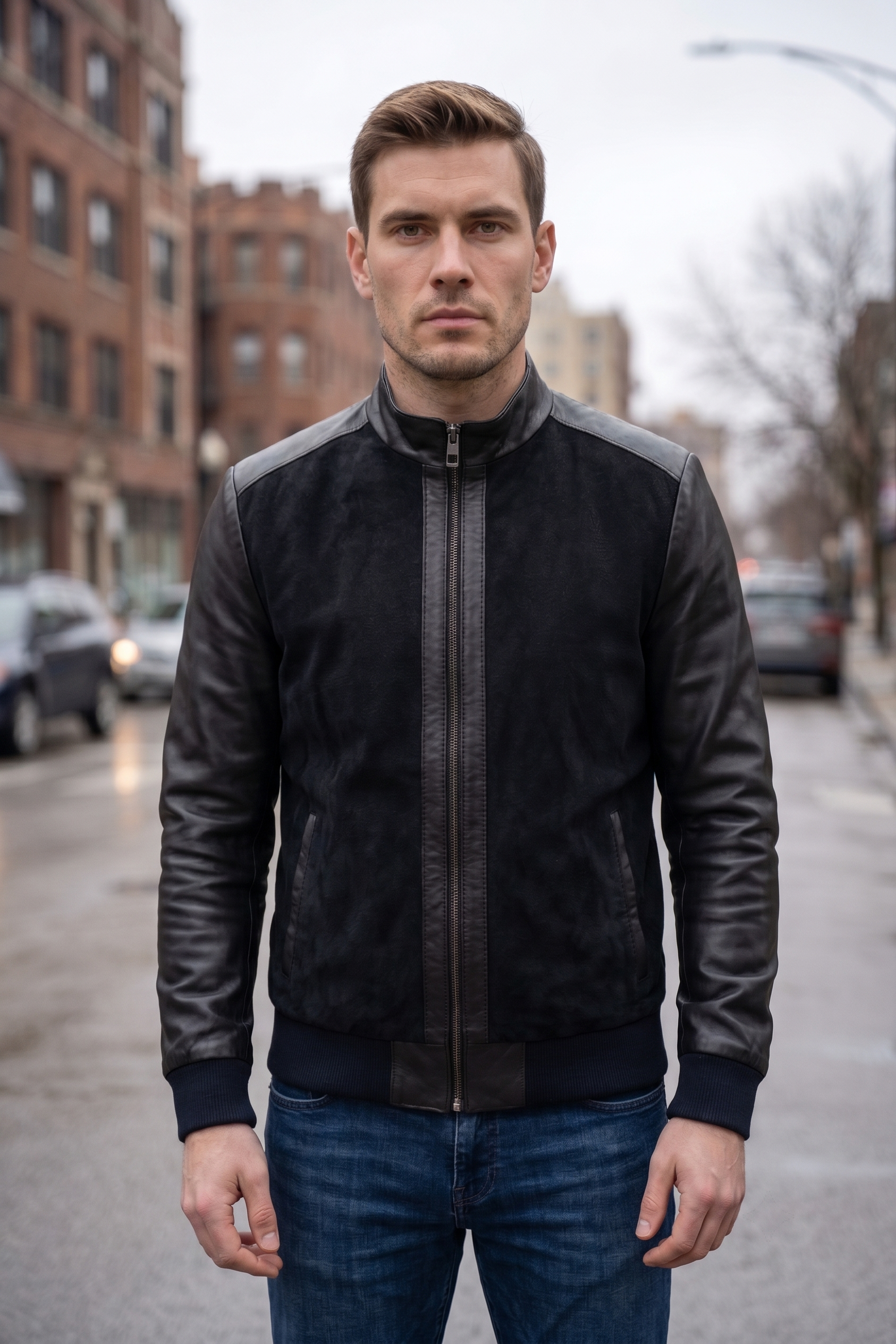 Stephen Black Men Real Leather Jacket