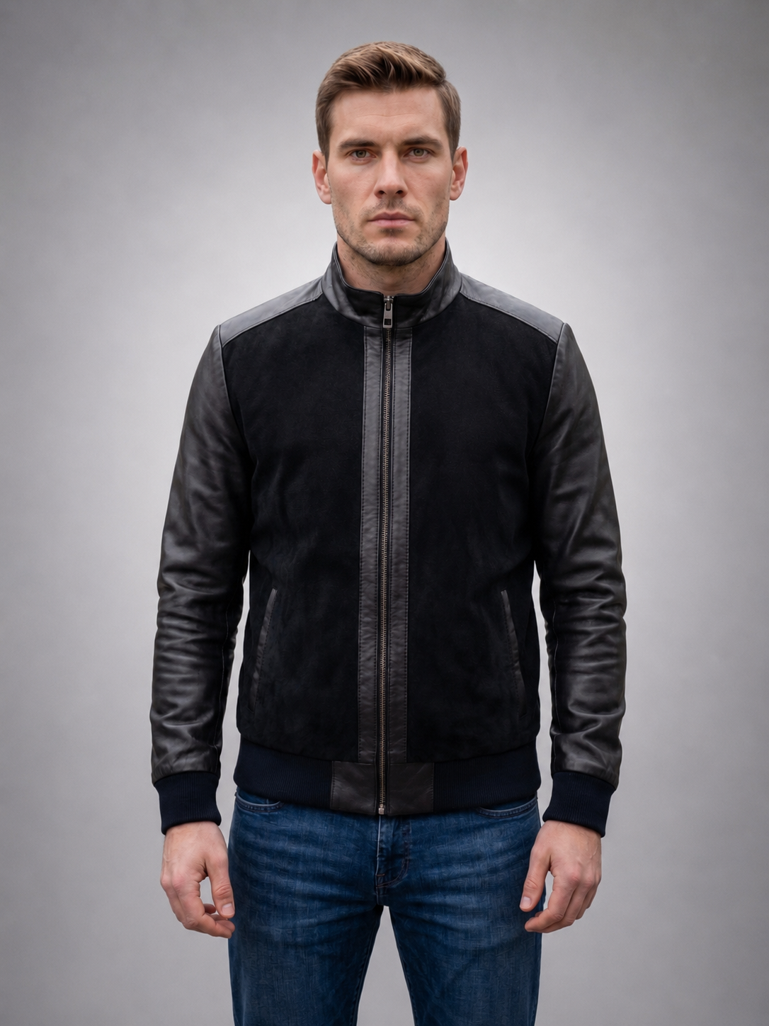Stephen Black Men Real Leather Jacket