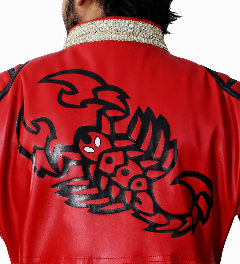 Scorpion Red Stylish Leather Coat For Men