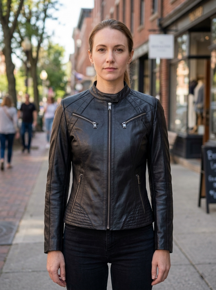 Sydney Black Leather Jacket for Women