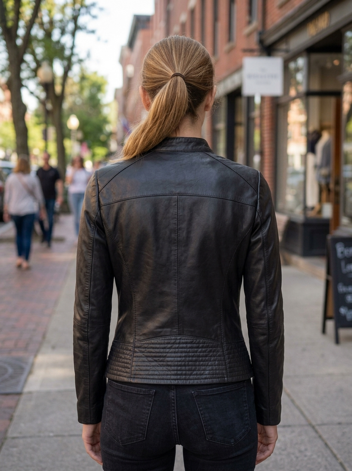 Sydney Black Leather Jacket for Women
