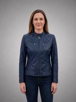 Sydney Blue Leather Jacket for Women