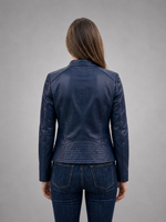 Sydney Blue Leather Jacket for Women