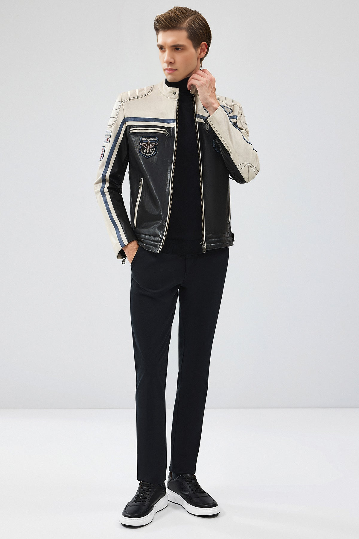 Takeoff Black Leather Jacket For Men