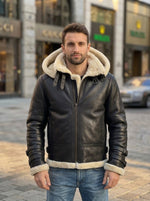 Tom B3 Fur Distressed Men Black Leather Jacket