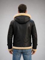Tom B3 Fur Distressed Men Black Leather Jacket