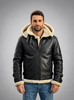 Tom B3 Fur Distressed Men Black Leather Jacket