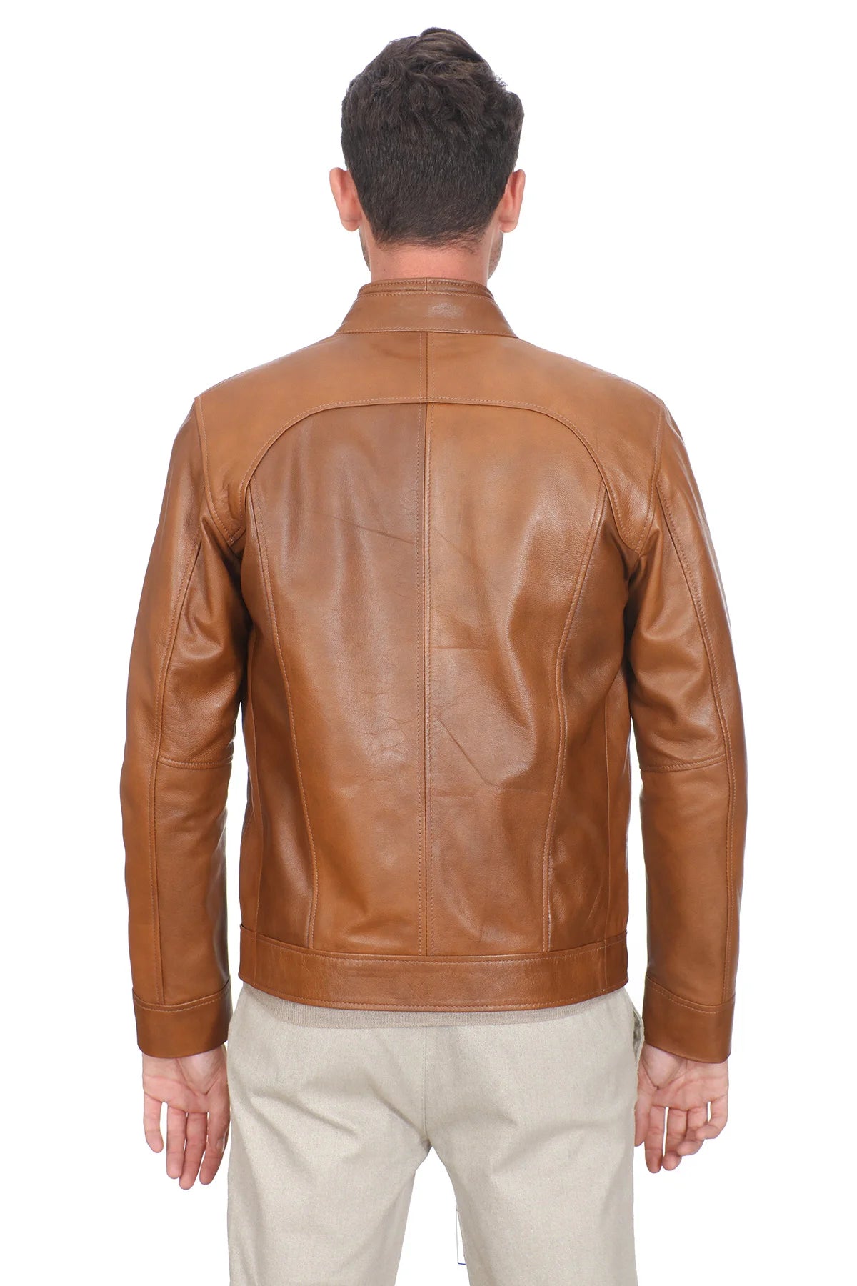 Samuel Brown Cafe Racer Leather Jacket For Men