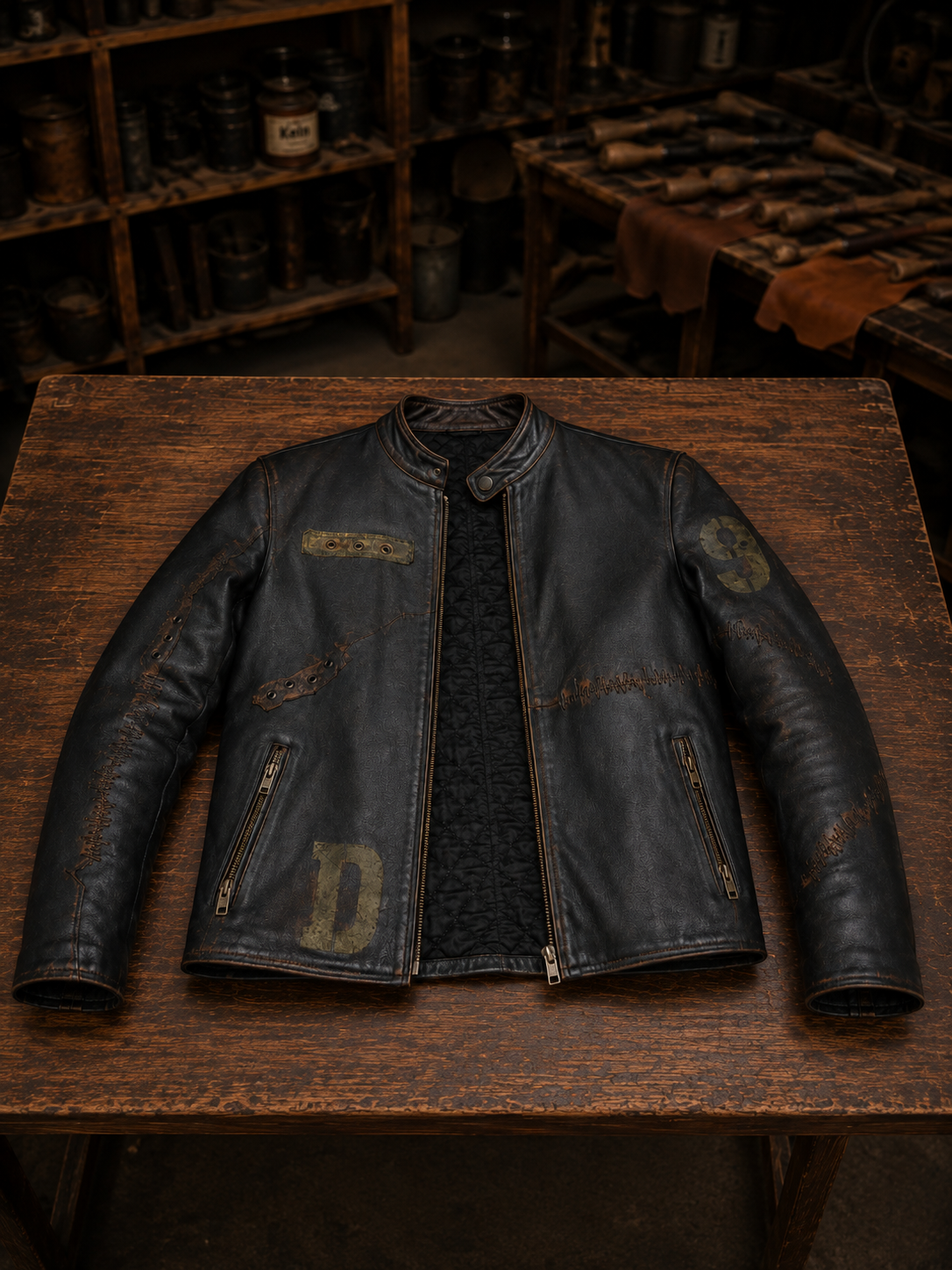 Trendy Distressed Black Leather Jacket For Men