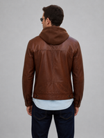 Tyler Brown Shirt Hood leather Jacket For Men