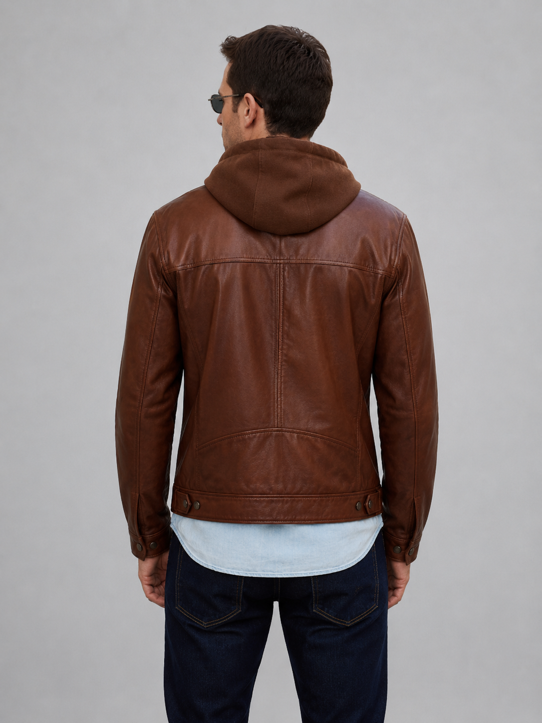 Tyler Brown Shirt Hood leather Jacket For Men