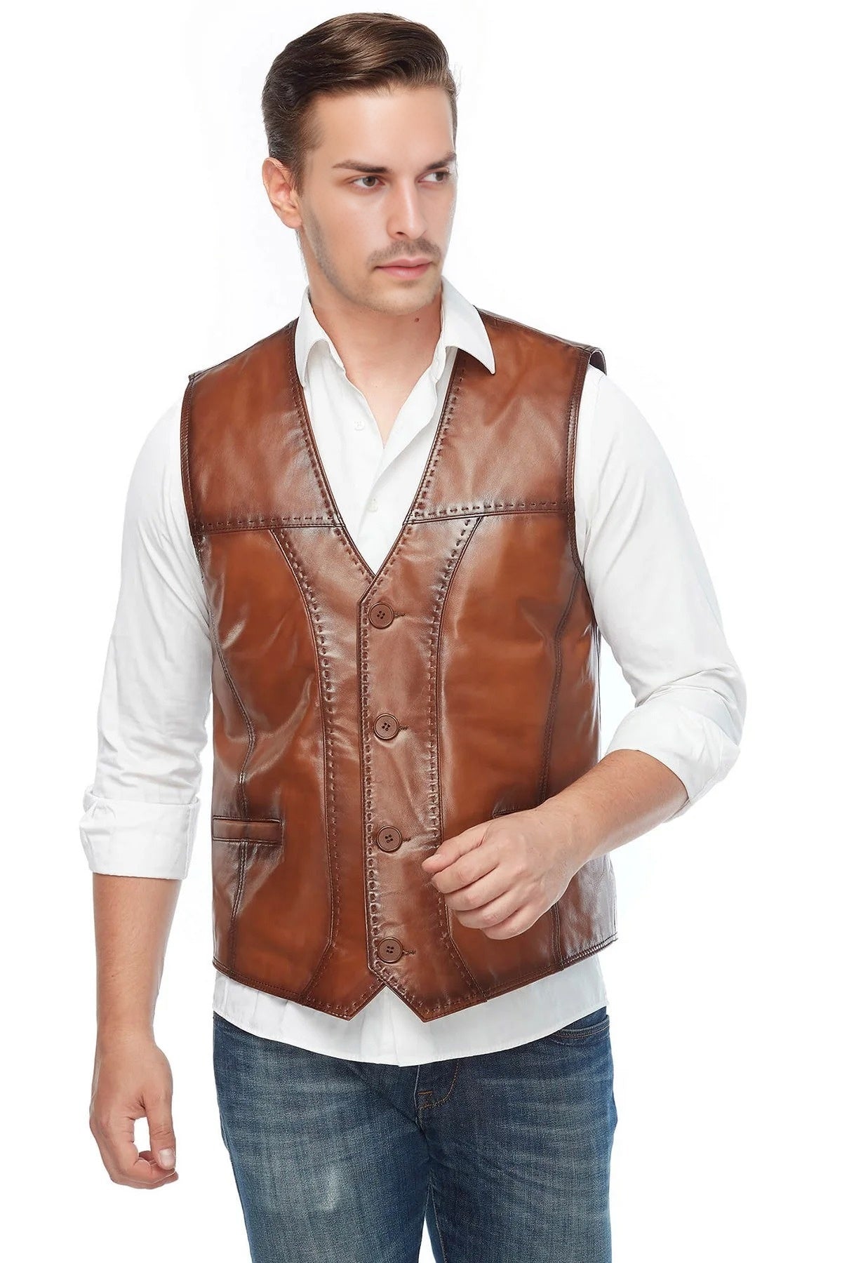 Calvin Brown Vest Jacket For Men