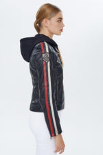 Black Lady-Racer Jacket For Women's