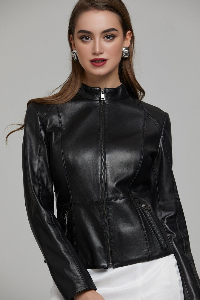 Mia Black Motor Bike Stylish Leather Jacket for Women