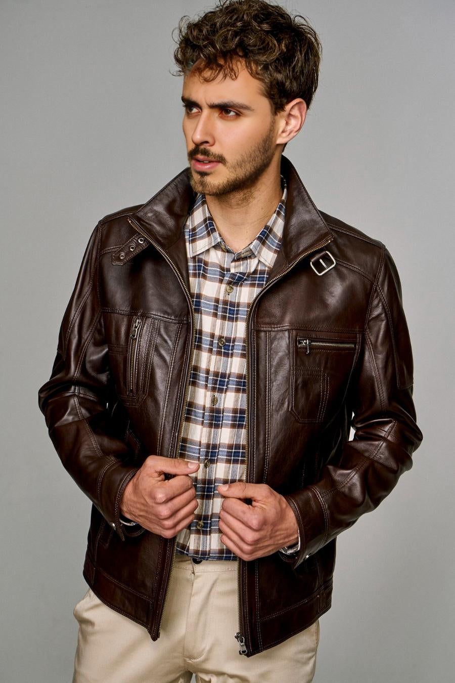 Dark Brown stylish Leather Jacket For Men
