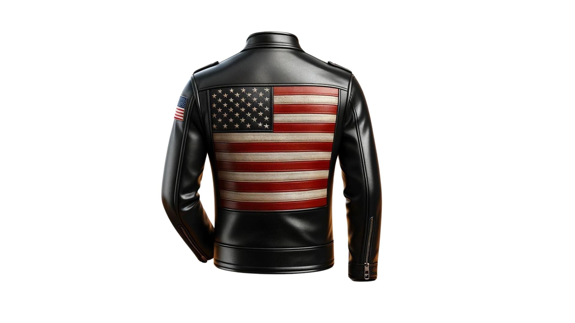 Black Stylish American Flag Leather Jacket For Men