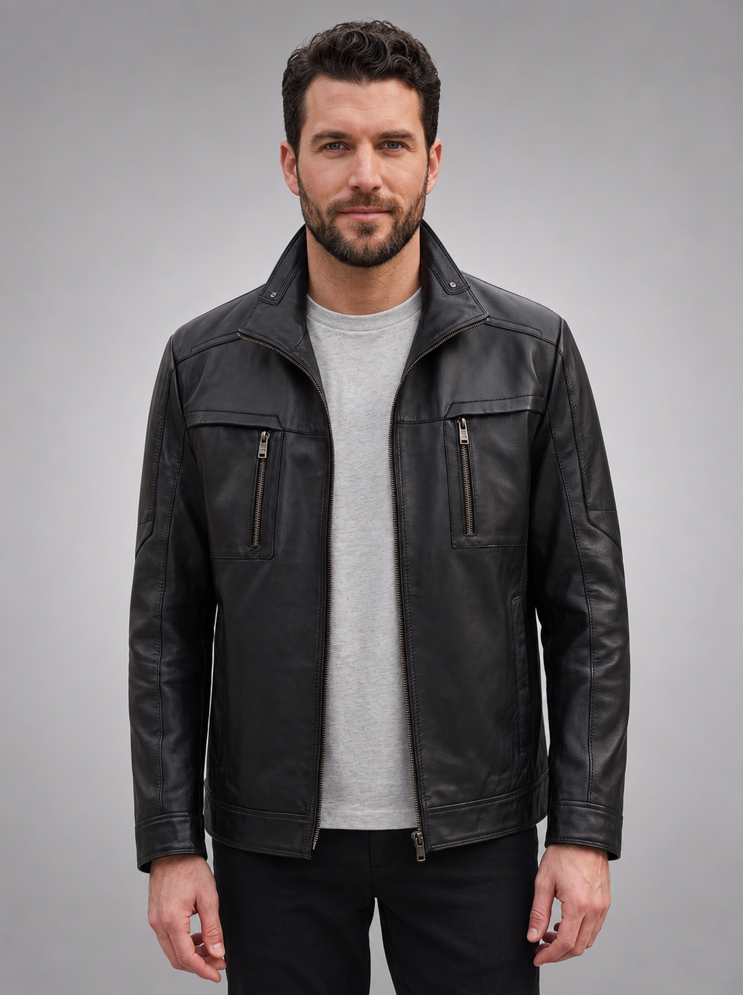 Urban Rebel Distressed Men’s Biker Leather Jacket