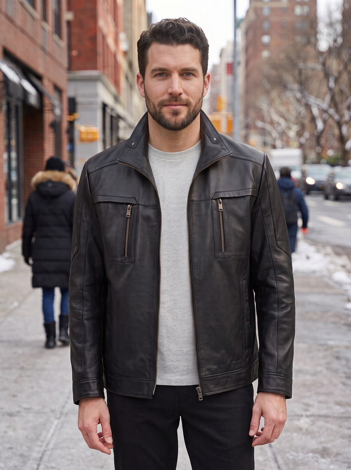 Urban Rebel Distressed Men’s Biker Leather Jacket