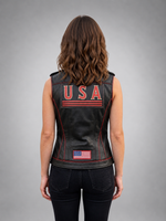 Usa Print Vest Leather For Women