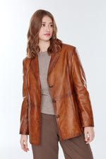 Kartherine Waxed Brown Leather Jacket for Women