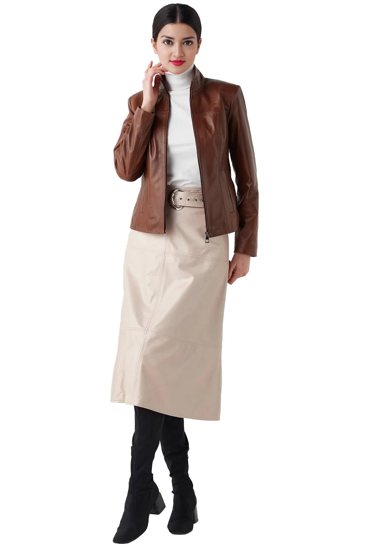 Women Brown Classic Leather Jacket