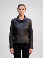 Velora Black Leather Jacket For Women