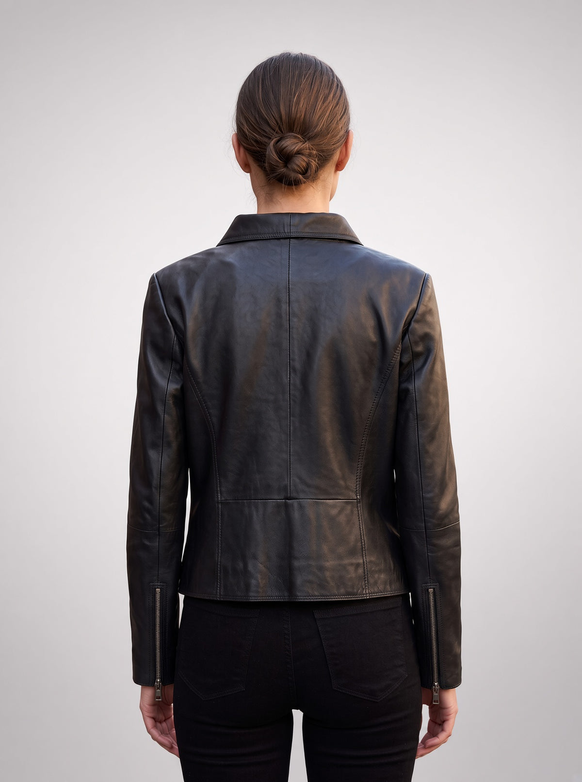 Velora Black Leather Jacket For Women
