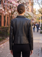 Velora Black Leather Jacket For Women