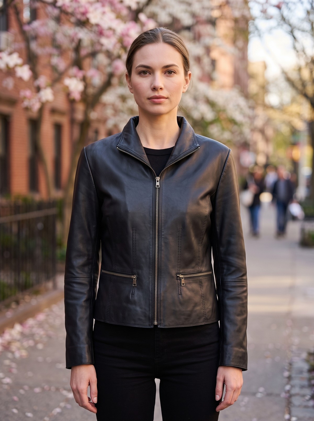 Velora Black Leather Jacket For Women