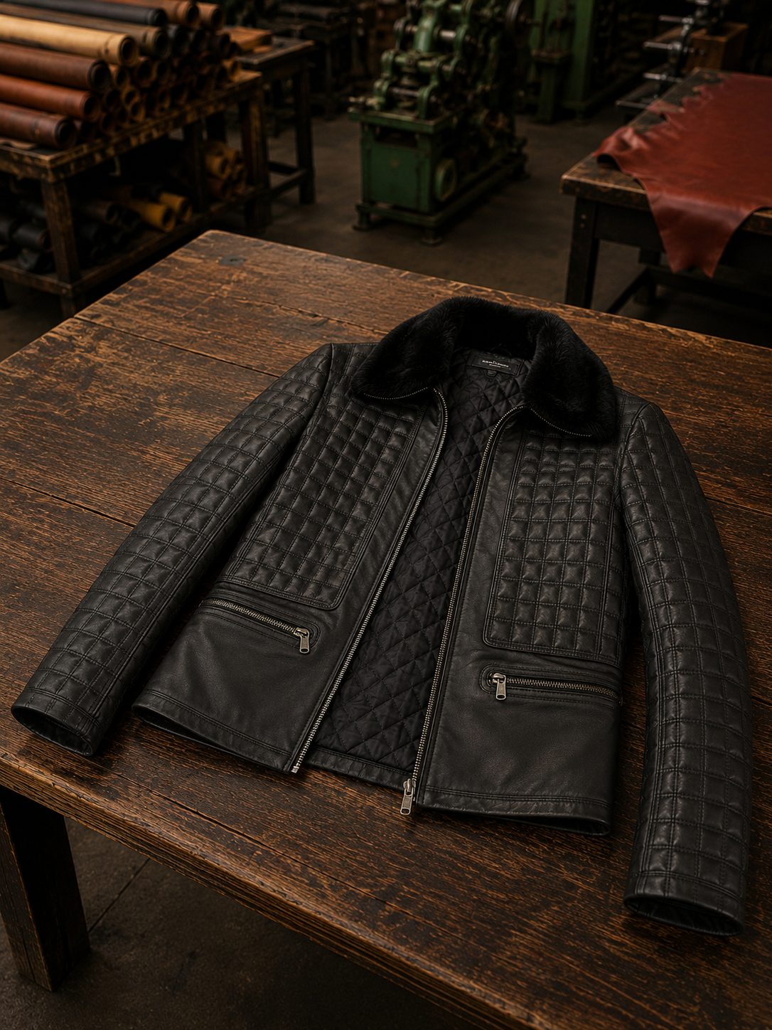 Victoria Black Quilted Leather Jacket For Women