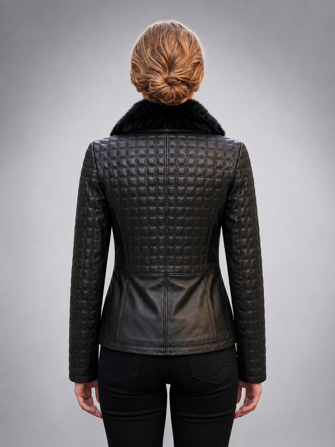 Victoria Black Quilted Leather Jacket For Women